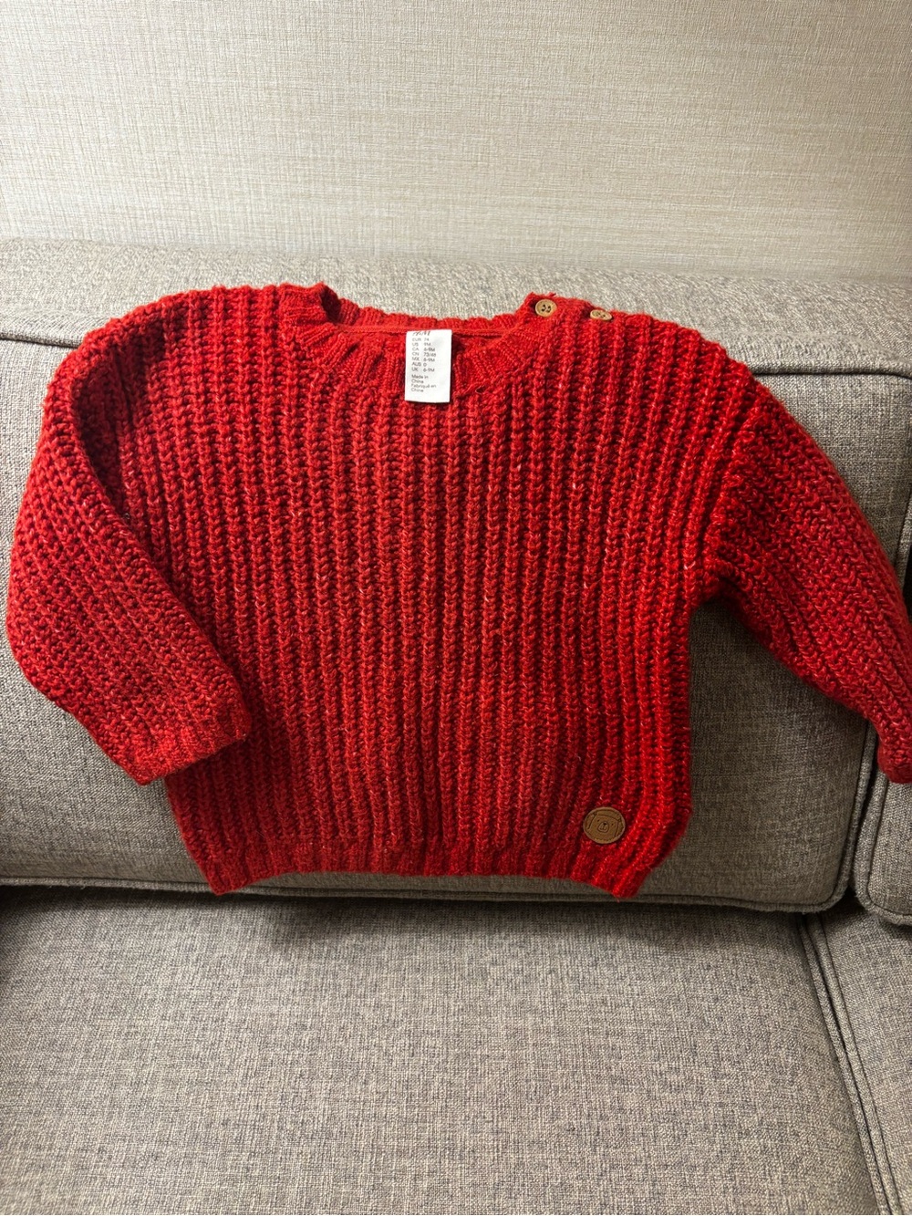 H & M Cozy Chunky Knit Red toddler Sweater